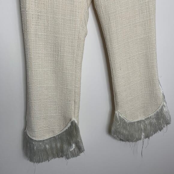 Alexis Ivory Fringed Tatum Tweed Wide Leg Pants Womens Small - Picture 3 of 16